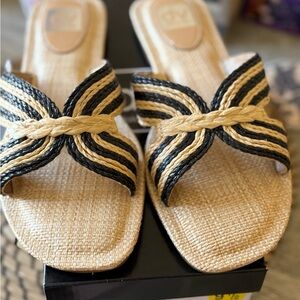 Dolce Vita Black and Tan Woven Sandals